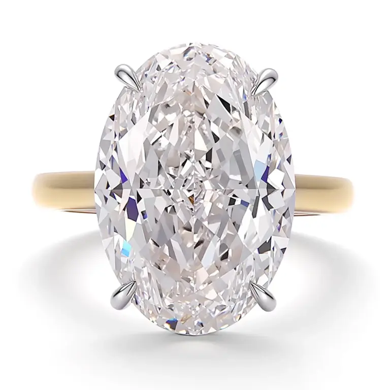 14k gold 12ct oval lab grown diamond hidden halo engagement ring 1