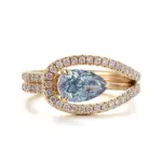 14k gold 1ct blue pear diamond sapphire split shank engagement ring 1