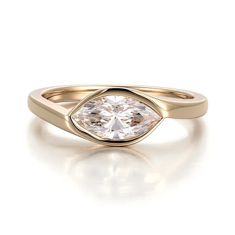 14k gold 1ct marquise lab grown diamond solitaire engagement ring 1