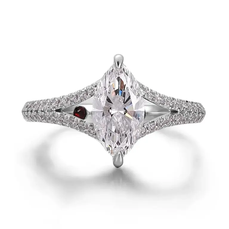 14k gold 1ct marquise lab grown diamond split shank engagement ring 1