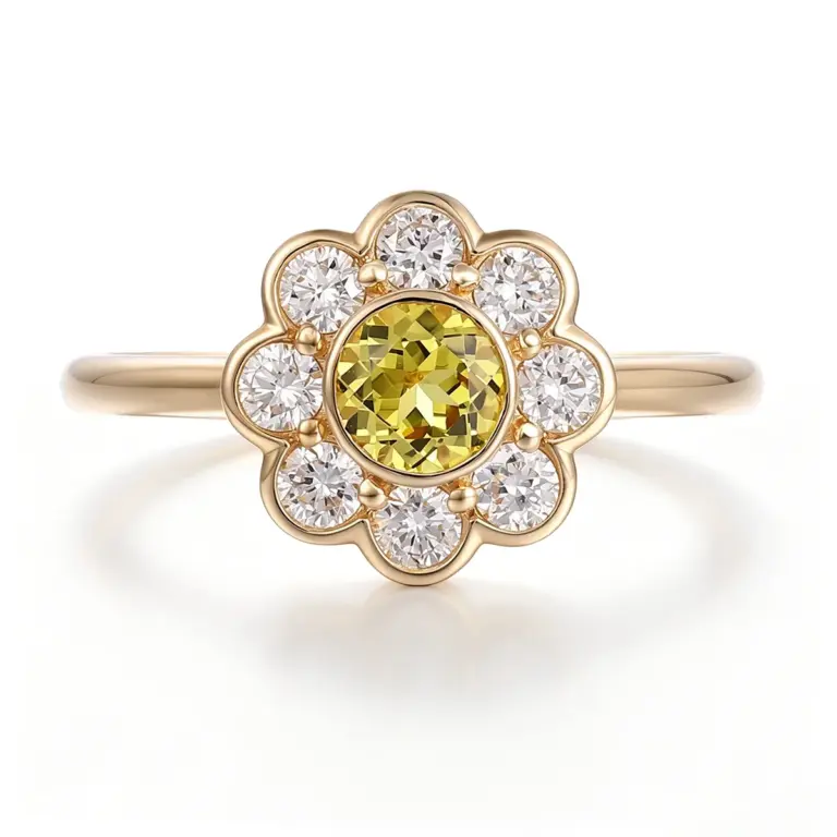 14k gold 1ct round lab grown diamond cluster engagement ring 1