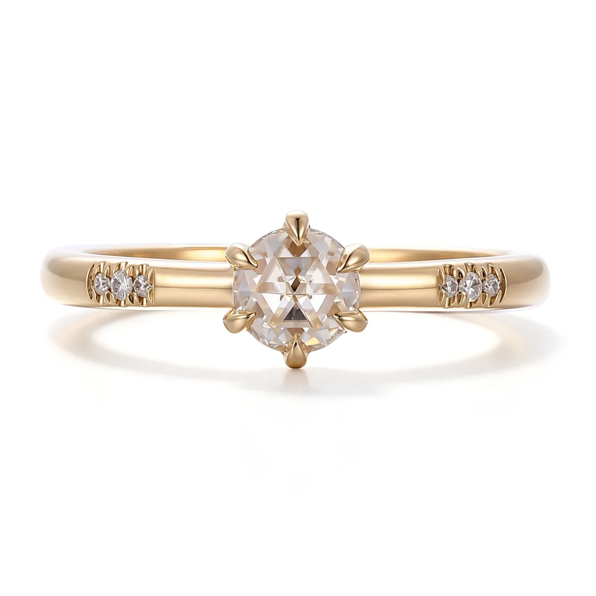 14k gold 1ct round lab grown diamond side stone engagement ring 1 14k gold 1ct round lab grown diamond side stone engagement ring 1