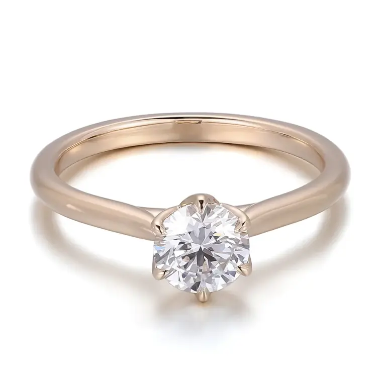 14k gold 1ct round lab grown diamond solitaire engagement ring 1