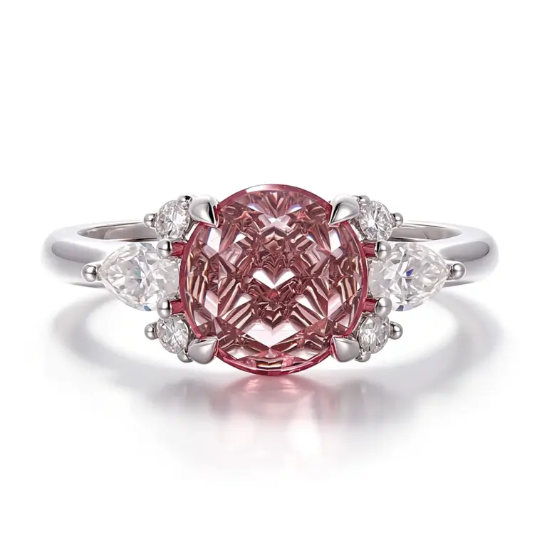 14k gold 2 2ct pink round sapphire cluster engagement ring 1