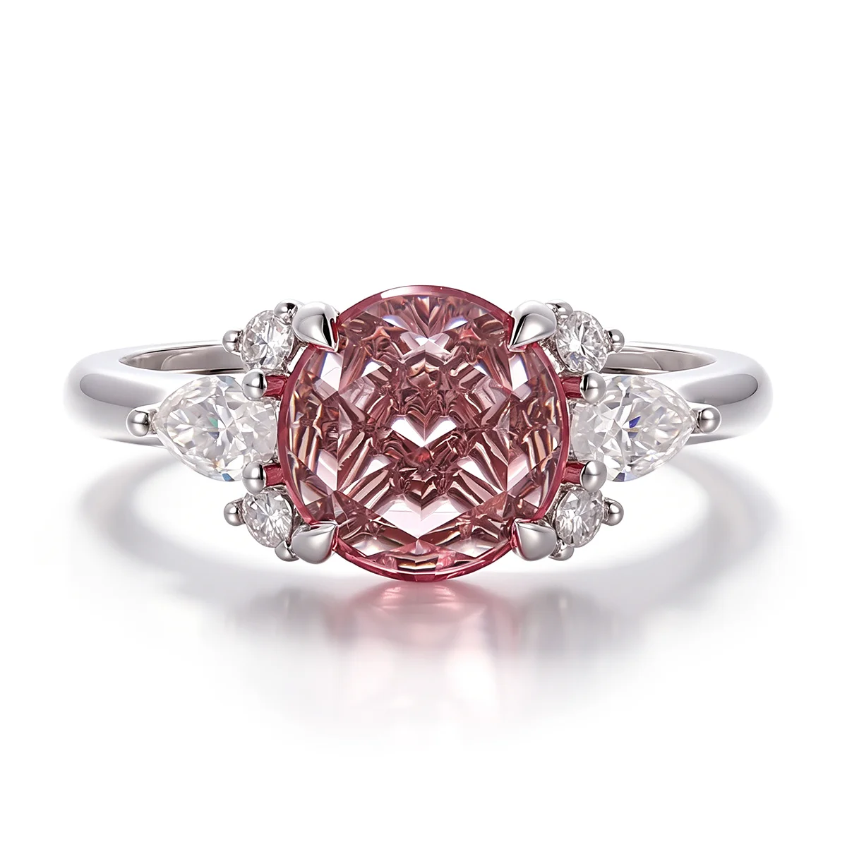 14k gold 2 2ct pink round sapphire cluster engagement ring 1 14k gold 2 2ct pink round sapphire cluster engagement ring 1