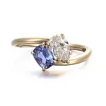 14k gold 2 3ct cushion pear diamond sapphire toi et moi engagement ring 1