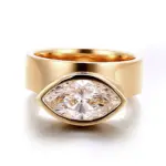 14k gold 2 5ct marquise lab grown diamond wide band engagement ring 1