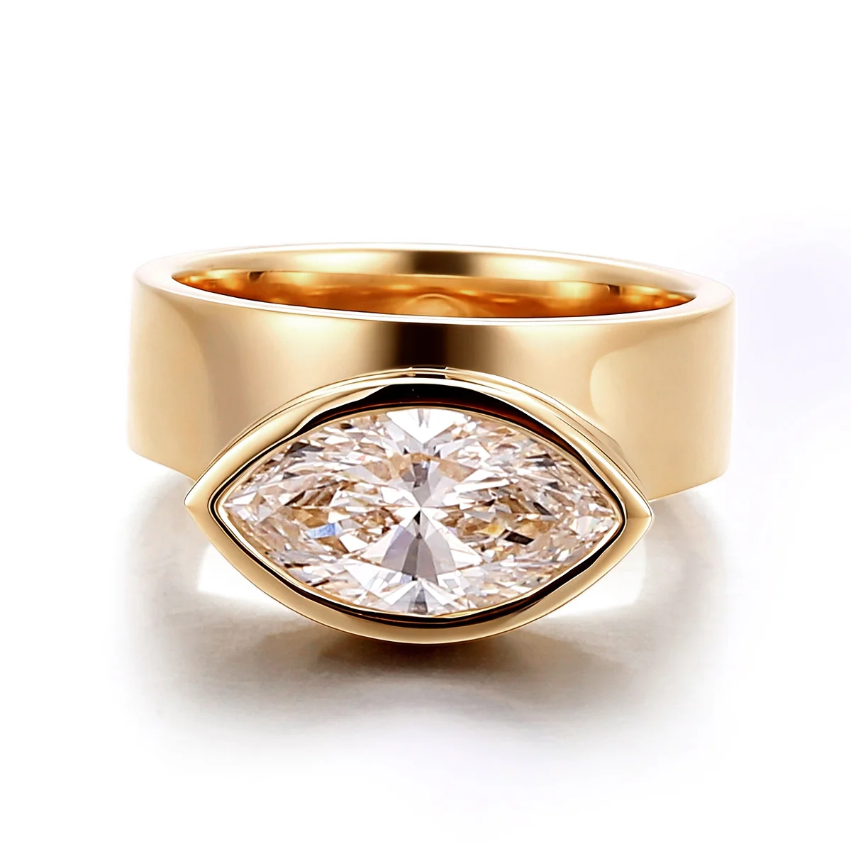 14k gold 2 5ct marquise lab grown diamond wide band engagement ring 1 14k gold 2 5ct marquise lab grown diamond wide band engagement ring 1