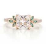 14k gold 2 5ct princess diamond sapphire cluster engagement ring 1