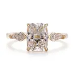 14k gold 2 8ct elongated cushion lab grown diamond three stone engagement ring 1