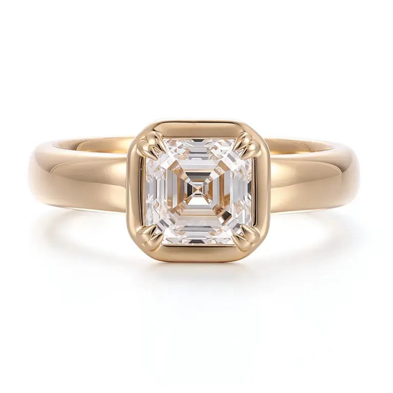 14k gold 2ct asscher sapphire solitaire engagement ring 1