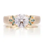 14k gold 2ct round diamond sapphire cluster engagement ring 1