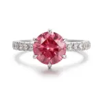 14k gold 2ct round lab grown diamond side stone engagement ring sku w00800036 1