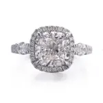 14k gold 3 5ct cushion lab grown diamond halo engagement ring 1