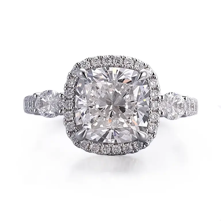 14k gold 3 5ct cushion lab grown diamond halo engagement ring 1