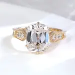 14k gold 3 5ct elongated cushion lab grown diamond side stone engagement ring 1