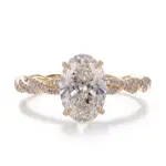 14k gold 3 5ct oval lab grown diamond side stone engagement ring 1