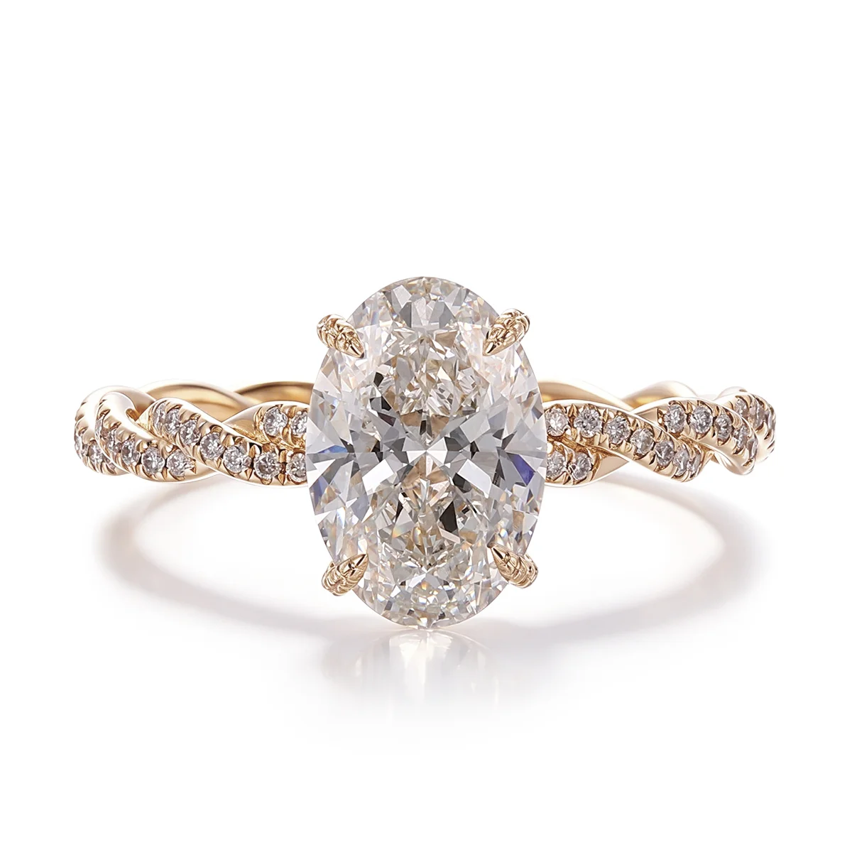 14k gold 3 5ct oval lab grown diamond side stone engagement ring 1 14k gold 3 5ct oval lab grown diamond side stone engagement ring 1