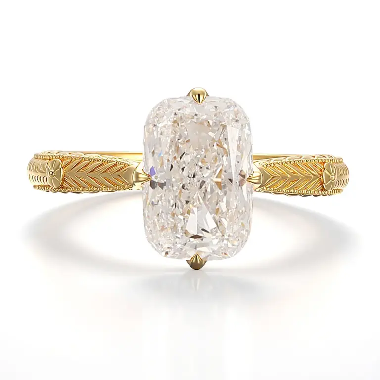 14k gold 3 5ct radiant lab grown diamond solitaire engagement ring 1