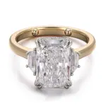 14k gold 3 5ct radiant lab grown diamond three stone engagement ring 1