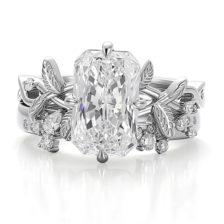 14k gold 3 7ct radiant lab grown diamond cluster engagement ring 1