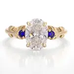 14k gold 3ct oval diamond sapphire three stone engagement ring 1