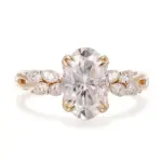 14k gold 3ct oval lab grown diamond cluster engagement ring 1