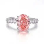 14k gold 3ct oval lab grown diamond side stone engagement ring 1