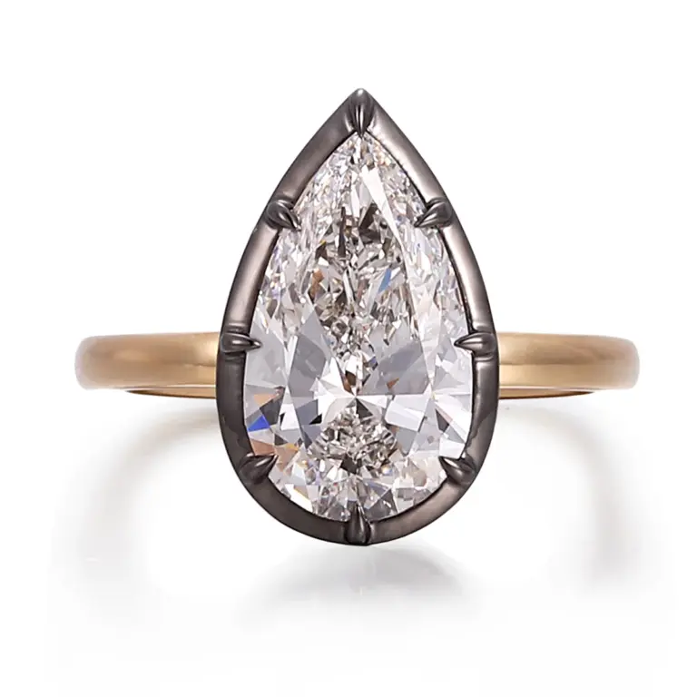 14k gold 3ct pear lab grown diamond solitaire engagement ring 1
