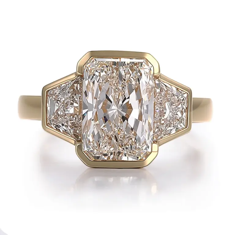 14k gold 4 1ct radiant lab grown diamond three stone engagement ring 1