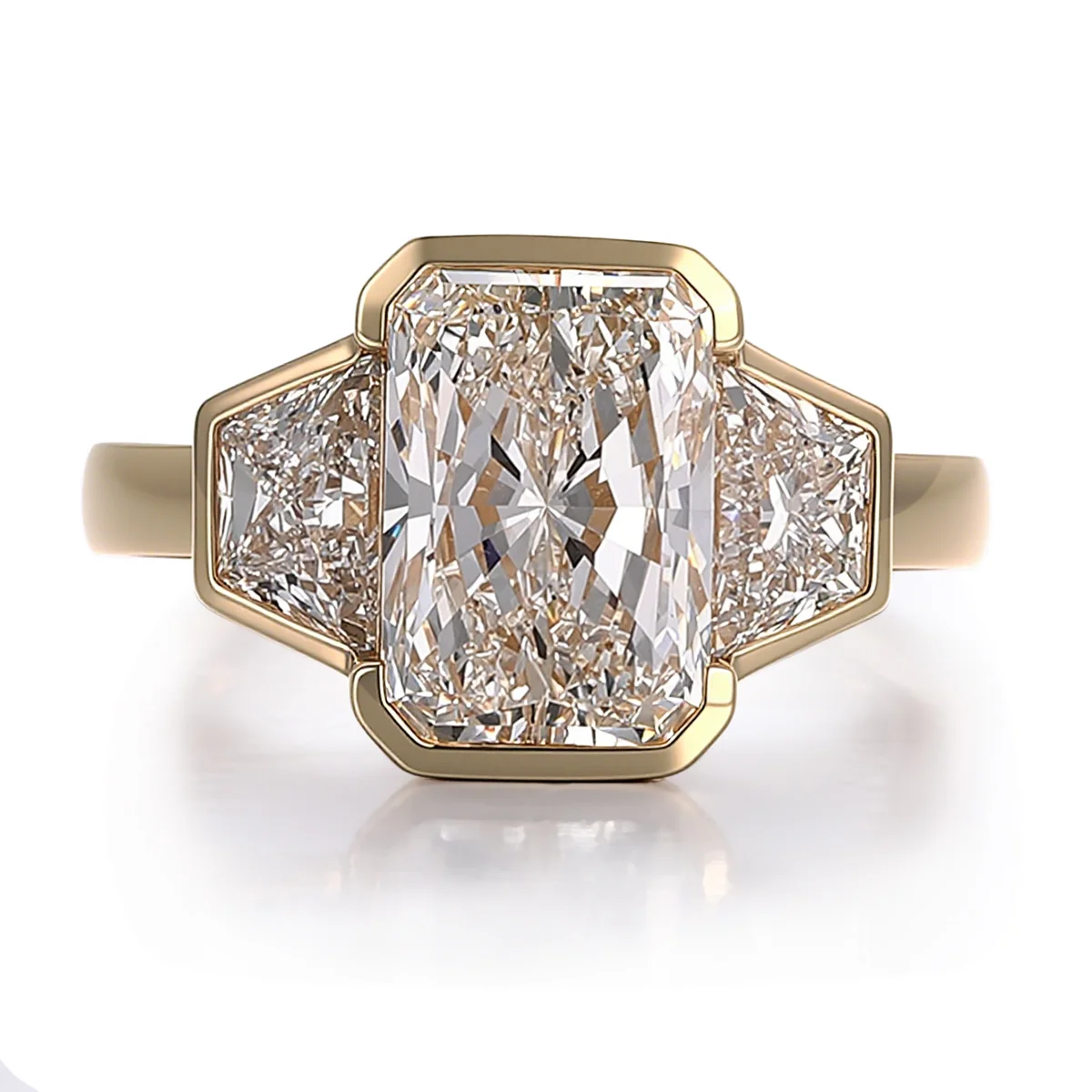 14k gold 4 1ct radiant lab grown diamond three stone engagement ring 1 14k gold 4 1ct radiant lab grown diamond three stone engagement ring 1