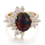 14k gold 4 5ct oval lab grown diamond cluster engagement ring 1