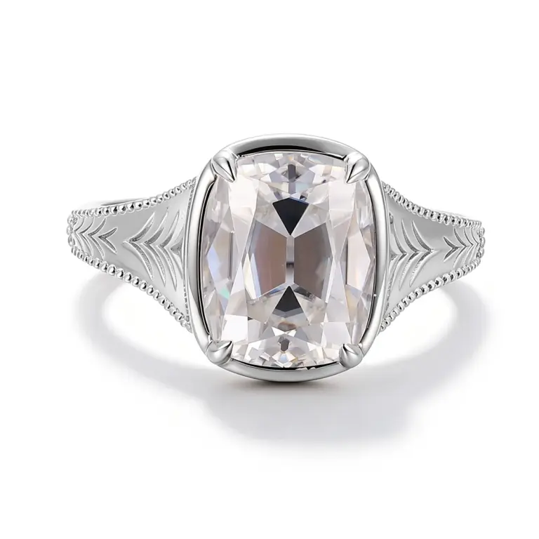 14k gold 4ct cushion lab grown diamond solitaire engagement ring 1