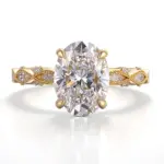 14k gold 4ct oval lab grown diamond side stone engagement ring 1