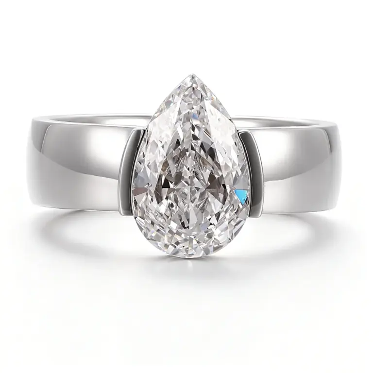 14k gold 4ct pear lab grown diamond solitaire engagement ring 1