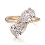 14k gold 5 2ct pear lab grown diamond toi et moi engagement ring 1