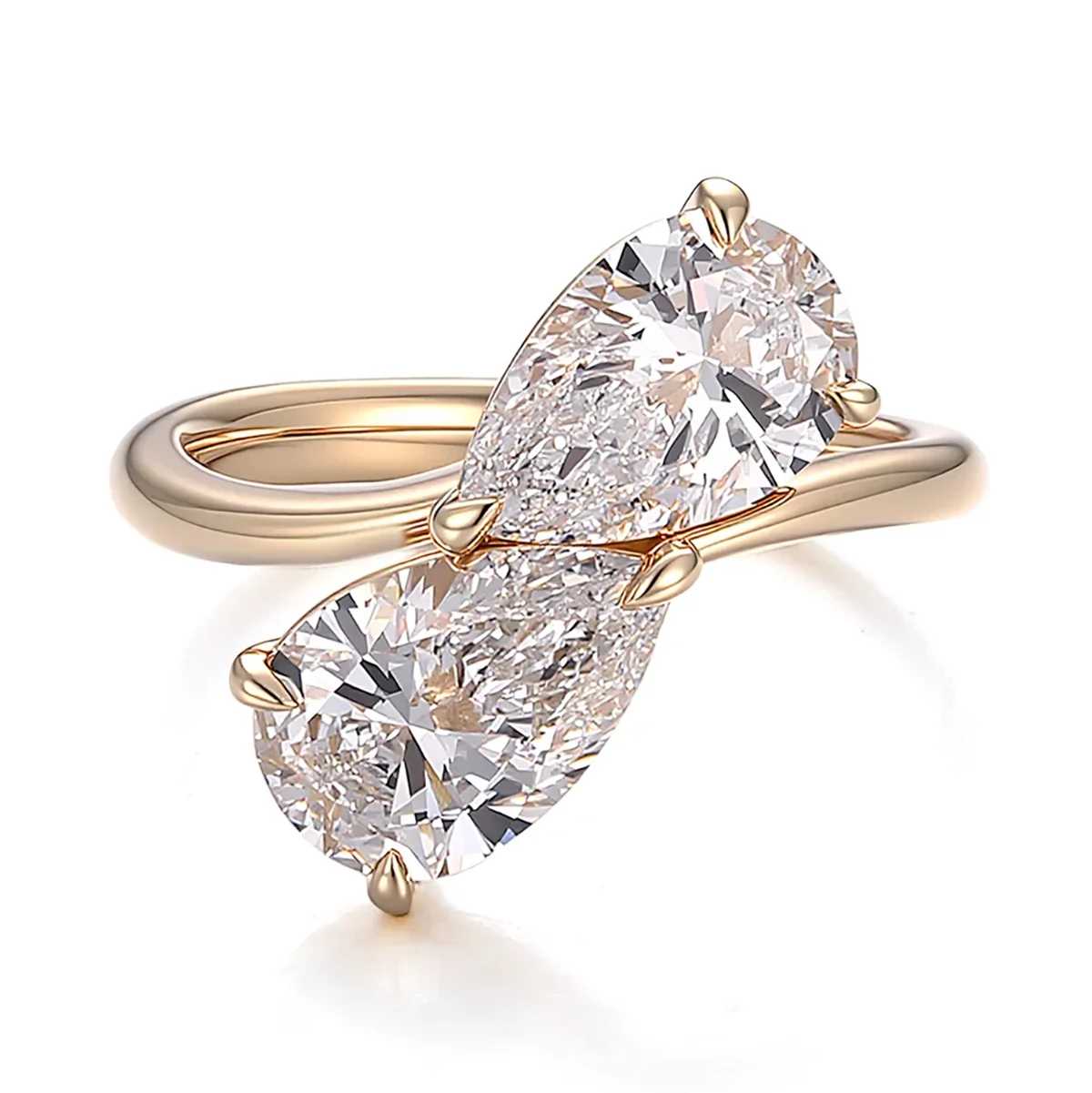 14k gold 5 2ct pear lab grown diamond toi et moi engagement ring 1 14k gold 5 2ct pear lab grown diamond toi et moi engagement ring 1