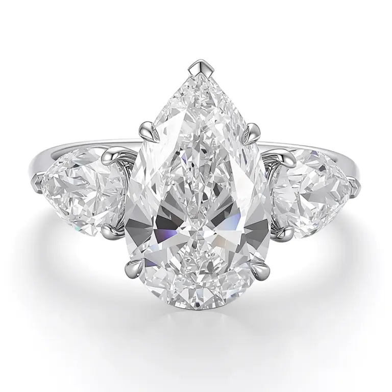 14k gold 5 36ct pear lab grown diamond three stone engagement ring 1