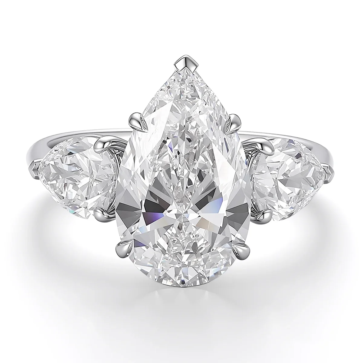 14k gold 5 36ct pear lab grown diamond three stone engagement ring 1 14k gold 5 36ct pear lab grown diamond three stone engagement ring 1