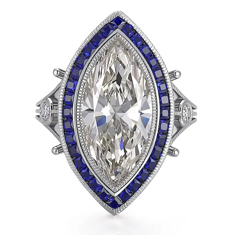 14k gold 5 7ct marquise lab grown diamond halo engagement ring 1