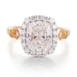 14k gold 5ct cushion lab grown diamond halo engagement ring 1