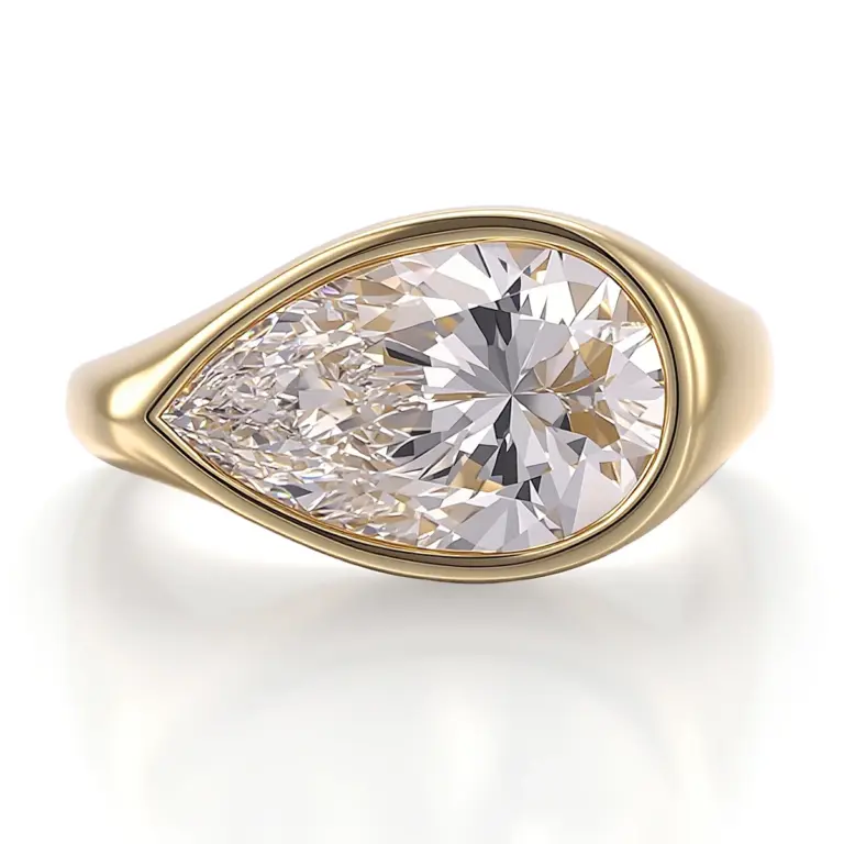 14k gold 5ct pear lab grown diamond solitaire engagement ring 1