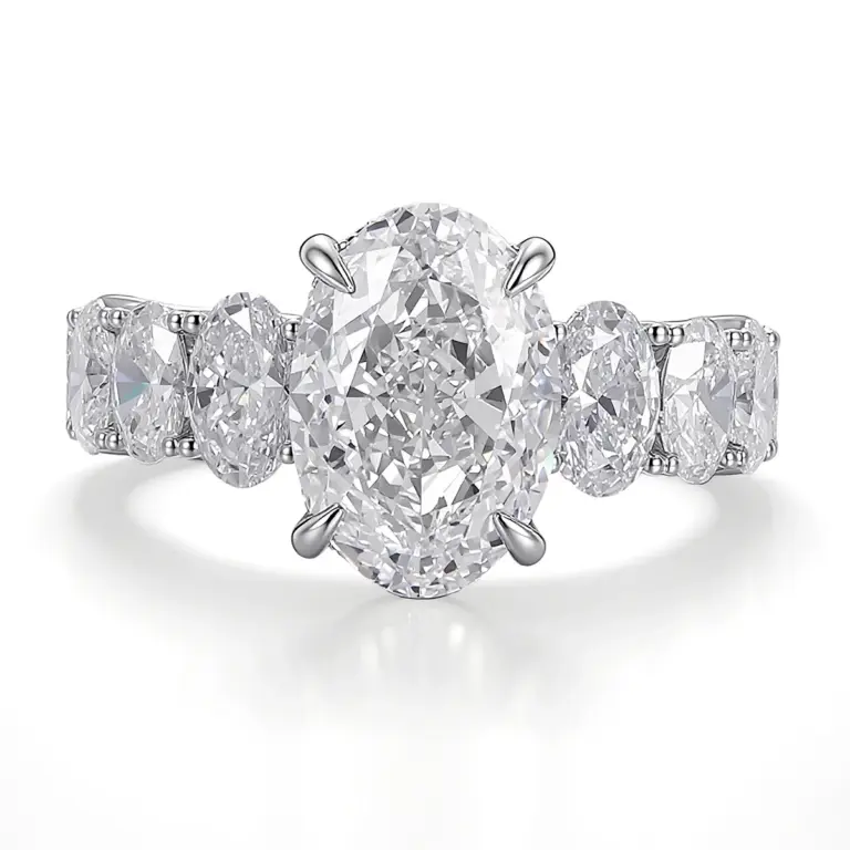 14k gold 6 5ct oval lab grown diamond side stone engagement ring 1