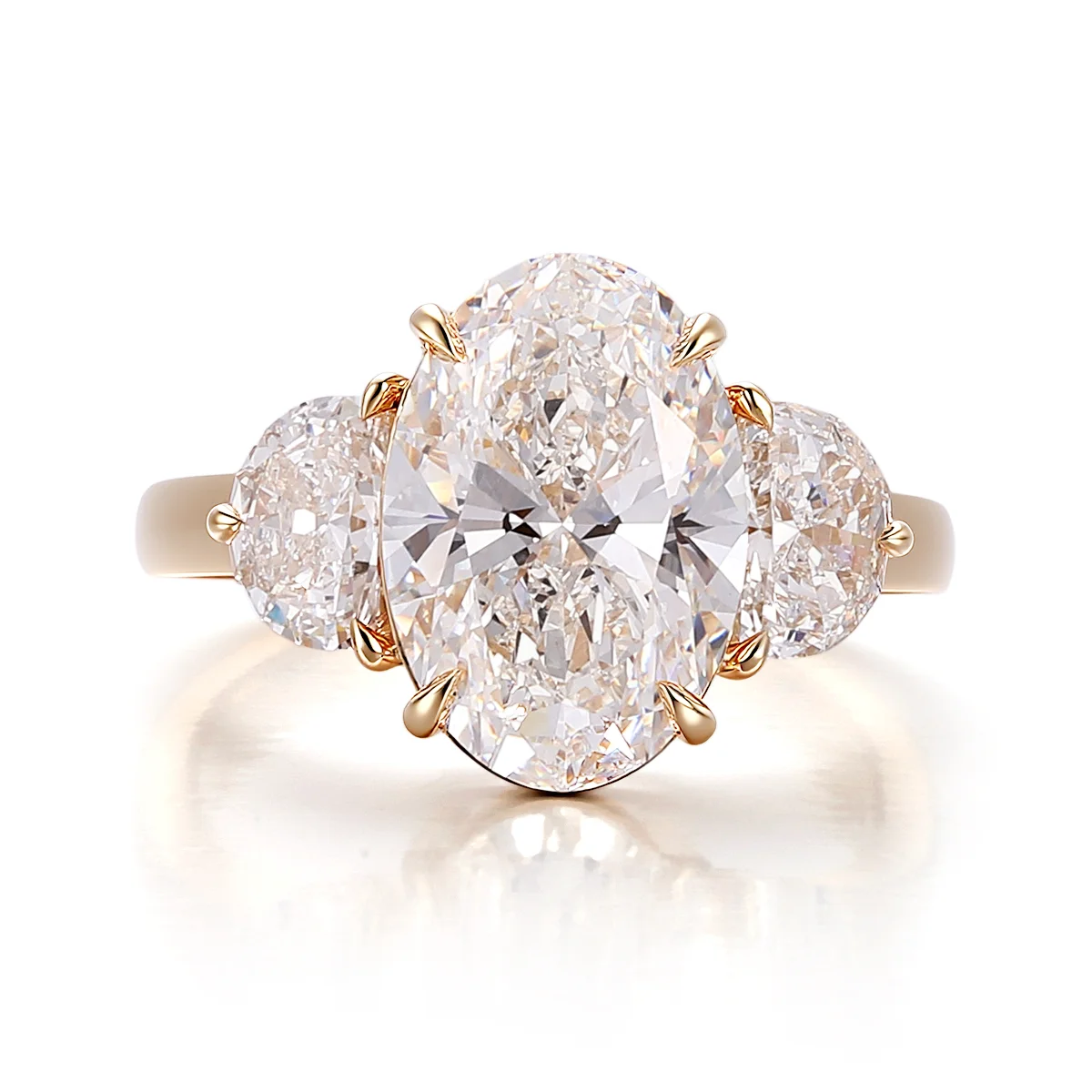 14k gold 6ct oval lab grown diamond three stone engagement ring 1 14k gold 6ct oval lab grown diamond three stone engagement ring 1