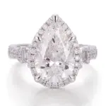 14k gold 6ct pear lab grown diamond halo engagement ring 1