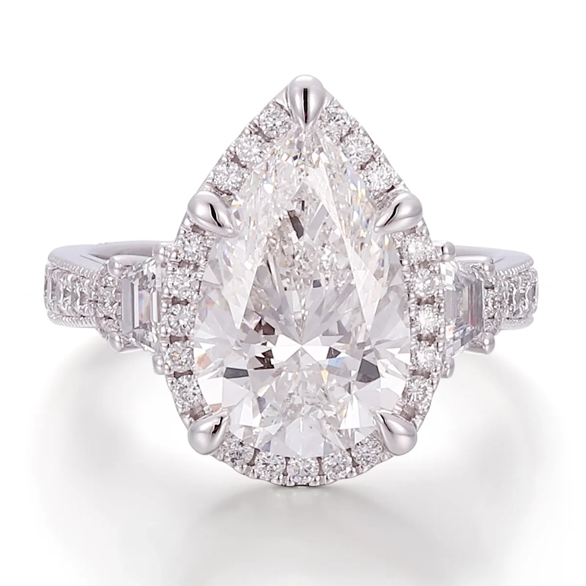 14k gold 6ct pear lab grown diamond halo engagement ring 1 14k gold 6ct pear lab grown diamond halo engagement ring 1