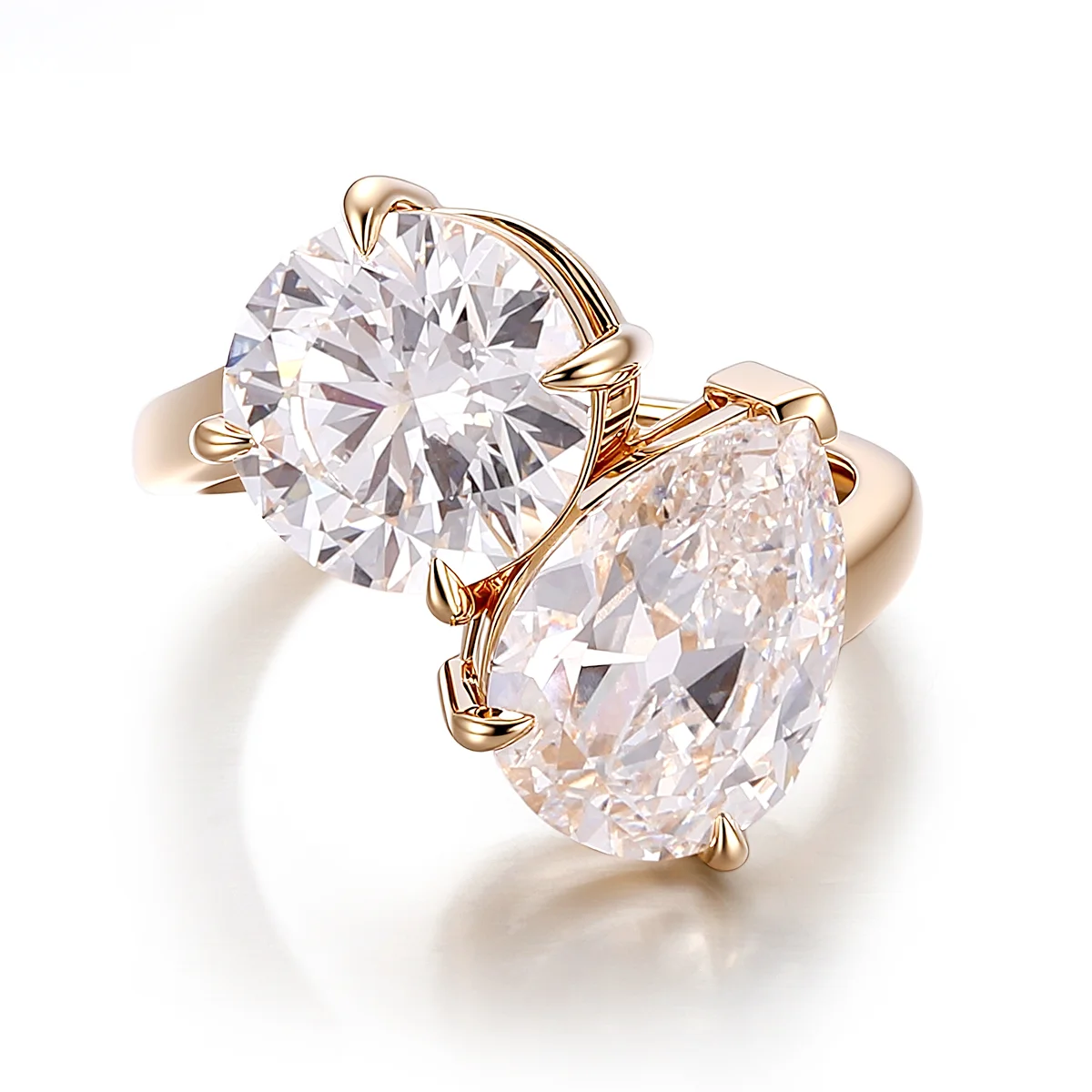14k gold 7ct round pear lab grown diamond toi et moi engagement ring 1 14k gold 7ct round pear lab grown diamond toi et moi engagement ring 1