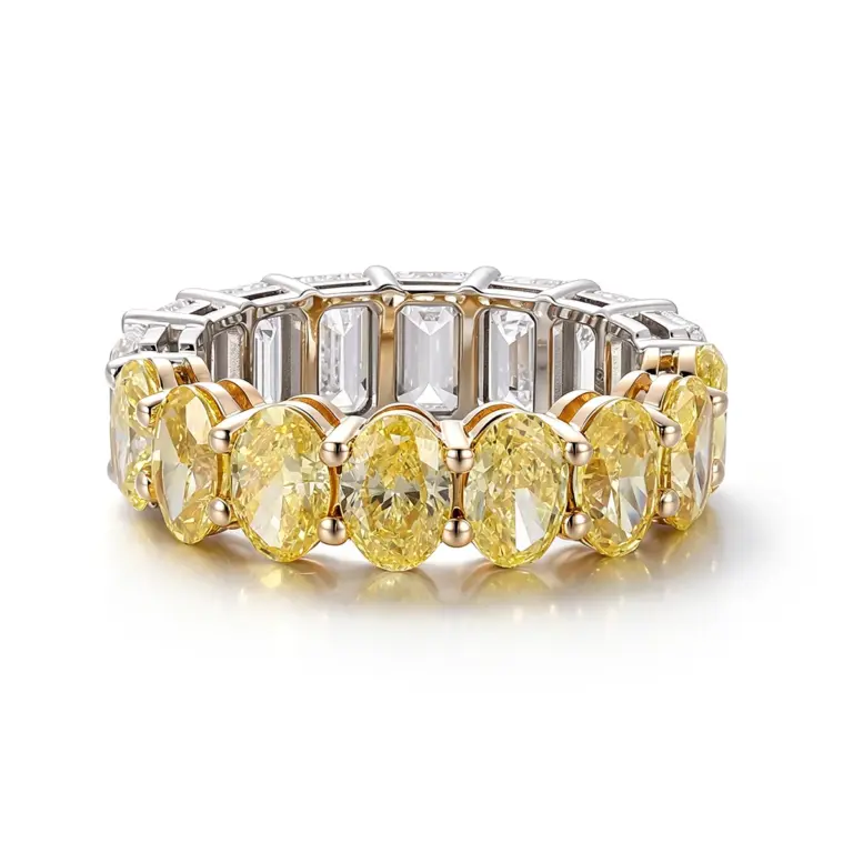 14k gold 9 6ct oval lab grown diamond eternity ring 1