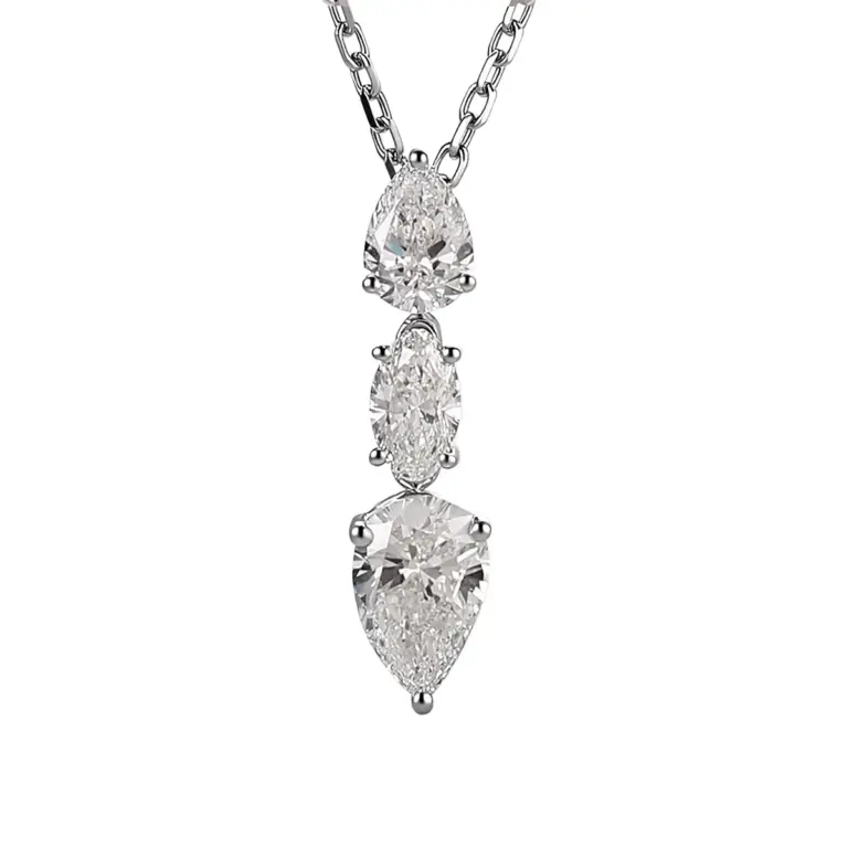 14k gold contemporary pendant necklace with pear lab grown diamond 1