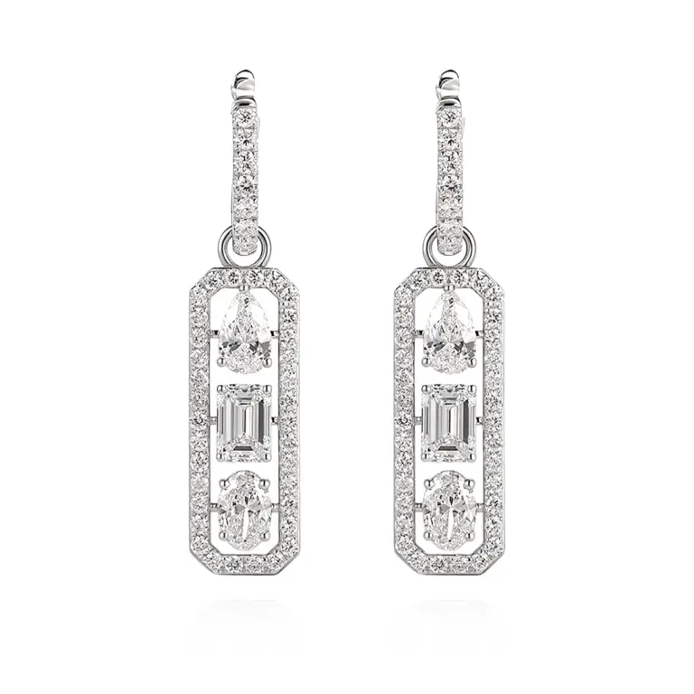 14k gold emerald pear oval lab grown diamond timeless drop dangles 1